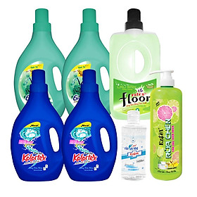 COMBO 2 NƯỚC GIẶT TRẮNG SÁNG 1L + 2 NƯỚC XẢ KHÁNG KHUẨN THIÊN NHIÊN + 1 RỬA CHÉN TINH DẦU 1L +1 LAU SÀN 1L tặng 1 chai gel rửa tay 150ml