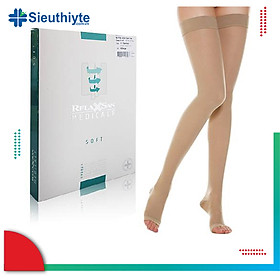 Vớ Hỗ Trợ Điều Trị Suy Tĩnh Mạch, Dạng Đùi, Hở Ngón RelaxSan Class II - Microfiber Soft - Art.M2170A