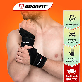 Băng quấn trợ lực khớp cổ tay tập gym, tập boxing GoodFit vải đục lỗ thoáng khi, đệm xốp êm ái GF302W