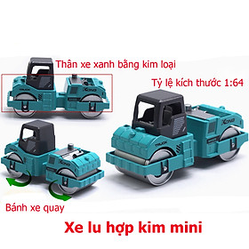 Đồ chơi mô hình xe lu mini KAVY NO.8809 kim loại an toàn cho bé, cỏ thể trang trí - màu xanh