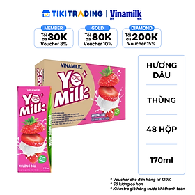 Thùng 48 hộp sữa chua uống hương dâu Yomilk 170ml