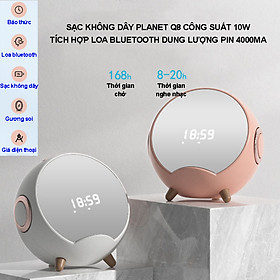 Sạc nhanh không dây cho điện thoại công suất 10W tích hợp loa Bluetooth, đồng hồ để bàn, báo thức, đàm thoại, kết nối thẻ nhớ TF, USB