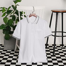 Áo thun polo basic cotton nam Simple & Basic, mềm mịn, thấm hút mồ hôi tốt, mau khô, màu trắng