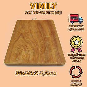 Mua Thớt gỗ nghiến vuông Tây Bắc núi đá cắt thái xắt thức ăn cao cấp VIMILY cực bền kích thước 34x28x2cm
