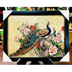 Mua Tranh sơn mài vẽ màu kết hợp dát vàng/ bạc  hàng xuất khẩu 34x45cm ( kèm khung)