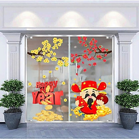 (HCM) Decal dán kính trang trí tết xuân Bính Ngọ 23 Binbin TTT23 decor văn phòng, nhà hàng,khách sạn