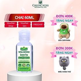 Combo 4-24 chai GEL rửa tay khô Green Cross Total Defense 60ml diệt khuẩn vượt trội 99.9