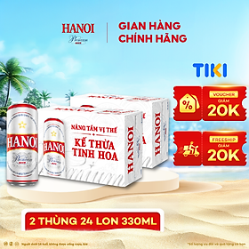 Combo 2 Thùng Bia Hanoi Premium - Thùng 24 lon 330ml