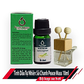 TD10ml-KX1 Combo Tinh Dầu Sả Chanh Peace Mass 10ml - Bộ Kẹp Xe Ô tô - Lemongrass