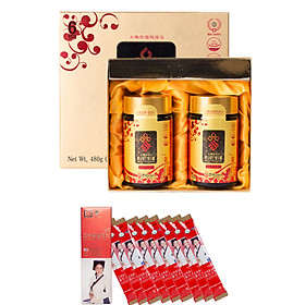Hộp 2 Hũ Cao Hồng Sâm 6 Năm Sobaek (240g/Hũ) + Tặng kèm 1 Hộp 10 Gói Nước Hồng Sâm Jung Gold Stick (15g/gói)