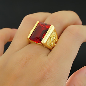 Nhẫn nam  mạ Vàng 24k mặt đá đỏ N9 - Tặng Kèm Hộp Trang Sức