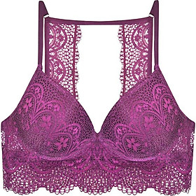 Áo Ngực Floral Lace Split Back Bralette Viviane AN1217_14 - Tím Đậm