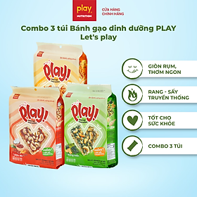 Combo 3 túi bánh gạo dinh dưỡng PLAY Let’s play - Thanh gạo lứt ngũ cốc, bánh ăn vặt healthy