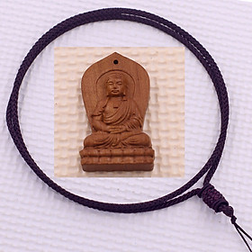 Mặt dây chuyền Phật thích ca gỗ đào kèm vòng cổ dây dù, mặt dây chuyền phong thủy, mặt dây chuyền gỗ