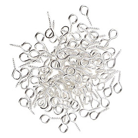 100Pcs Screw Eye Pins Bulk for Jewelry Findings Eyelets Screw in Threaded Silver Clasps Hooks Eye Screws