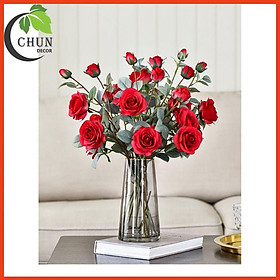 Mua Hoa lụa cao cấp  cành hồng pháp 4 bông dài 61cm trang trí phòng khách  văn phòng  cửa hàng  làm đạo cụ chụp ảnh
