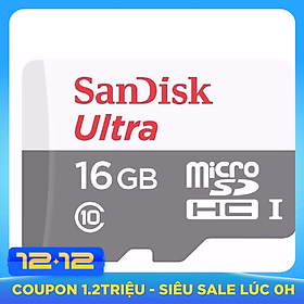 Thẻ Nhớ microSDHC SanDisk Ultra 16GB UHS-I - 80MB/s - Hàng Nhập Khẩu