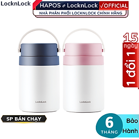 Mua Hộp cơm giữ nhiệt Lock&Lock LHC8042 700ml - Hàng chính hãng  2 ngăn kèm muỗng inox  có thể ủ cháo cho bé - Hapos