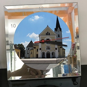 Mua Đồng hồ thủy tinh vuông 20x20 in hình Church - nhà thờ (2).png . Đồng hồ thủy tinh để bàn trang trí đẹp chủ đề tôn giáo