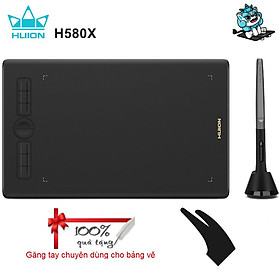 Mua Tặng Găng Tay Vẽ Trị Giá 139K - Bảng Vẽ Cảm Ứng Huion Inspiroy H580X Màn Hình Rộng 8x5 Inch Bút Không Pin 8192 Lực Nhấn - Hàng Chính Hãng.Huion H580X Graphics Tablet Digital Battery Free Pen Tablets Signature Drawing Pad Phone Connectivity Chorm OS Androi