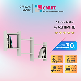 Kệ gỗ treo tường trang trí hiện đại SMLIFE Washimine | Gỗ MDF dày 17mm chống ẩm | D90xR20xC60cm