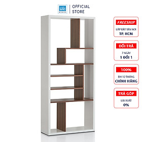 Mua Kệ Sách Gỗ Nhiều Ngăn Màu Trắng Phối Walnut Đẹp Tinh Tế  Hiện Đại SIB Decor KS021
