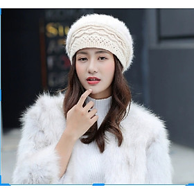 Nón len mũ nồi nón beret nữ lông thỏ 2lớp mẫu mới thời trang Hàn Quốc dona23112001