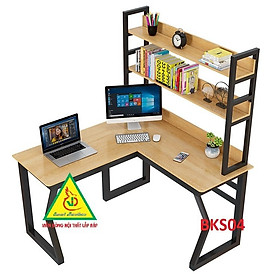 Hình ảnh Bàn làm việc, bàn học khung sắt mặt gỗ BKS04 - Nội thất lắp ráp Viendong Adv