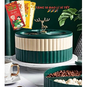 Mua Hộp Mứt Hươu Vàng 2 Tầng Hình Hoa Sang Trọng Phong Cách Bắc Âu Siêu Chanh Sả Đựng Bánh Kẹo Tết GD639-HMH_Hoa