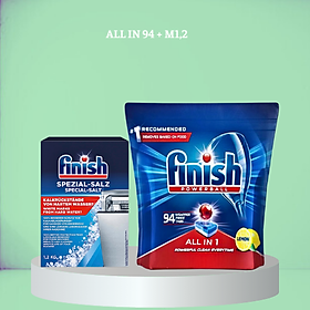 COMBO FINISH: Viên rửa bát All in one 90 viên + Muối 1,2kg