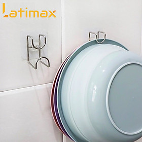 Mua Bộ 2 Móc treo thau chậu  rổ rá nhà tắm  nhà bếp dán tường đa năng Inox đế trong MTC2