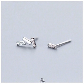 Bông tai nữ Miuu Silver, khuyên tai bạc bất đối xứng đính đá