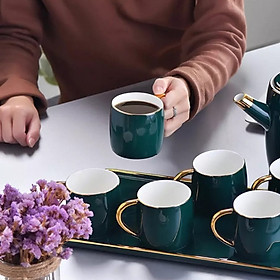 Mua Bộ ấm chén xanh cổ vịt xứ xương phong cách châu Âu mạ vàng