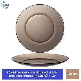 Mua {Hàng chính hãng} Bộ 6 Dĩa D4015C Duralex - Lys Nâu khói Creole 13.5cm Thủy tinh cường lực cao cấp Pháp