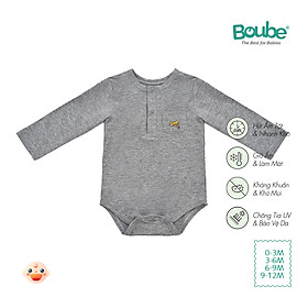 Bộ liền thân, bodychip dài tay cúc bấm cho bé sơ sinh nhiều màu sắc Boube, vải Cotton organic thoáng mát - Size 0-12M