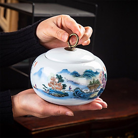 HŨ ĐỰNG TRÀ Gốm Sứ Họa Tiết Thanh Lịch Độc Đáo Dung...