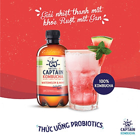 Trà Kombucha hữu cơ vị dưa hấu bạc hà Captain Kombucha 400ml