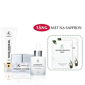 Bộ 3 sản phẩm Trắng Da Ngừa Nám KN Beauty chuyên sâu:Kem dưỡng 25g + Serum 30ml+ Tẩy tế bào chết 120ml  (Tặng 2 Mặt Nạ)