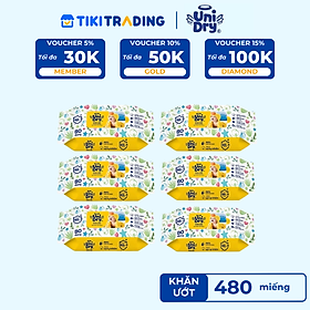 Combo 6 Khăn ướt em bé UniDry Baby WTP - 80 miếng