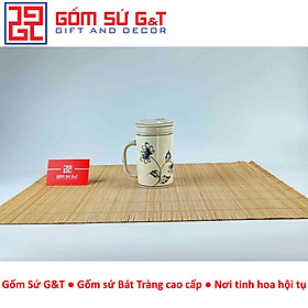 Cốc lọc trà vẽ hoa cúc tràm Gốm Sứ G&T