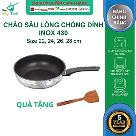 Mua Chảo Chống Dính Bếp Từ Sâu Lòng Fivestar 3 Đáy Cao Cấp   tặng 1 sạn dừa - chảo bếp từ cao cấp
