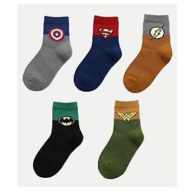 Set 10 đôi tất cao cổ hình siêu nhân cho bé