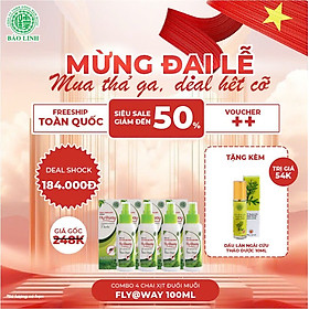 [Combo 2 Chai 100ml] Xịt Xua Đuổi Muỗi Và Côn Trùng Fly@Way Bảo Linh, 100% Thảo Dược Từ Thiên Nhiên, An Toàn Cho Bé và Cả Gia Đình