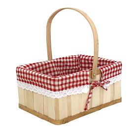 Wooden Food Sundry Container Photo Props Storage Serving Basket Flower Basket for Park Outdoor Beach