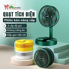 Mua Quạt Tích Điện SUPER Gấp Gọn  Quạt Mini Để Bàn Xoay 180 Độ  3 Tốc Độ Gió  Cổng Sạc USB