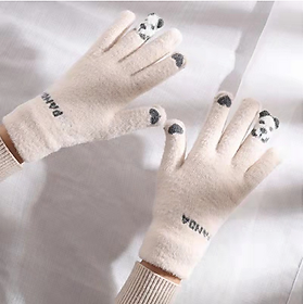 2022 Găng tay ngón tay đầy đủ mới ấm áp lái xe đạp thời trang Phụ nữ đàn ông Mùa đông ấm dệt kim dệt kim ngoài trời găng tay dễ thương Color: NV Size: one size