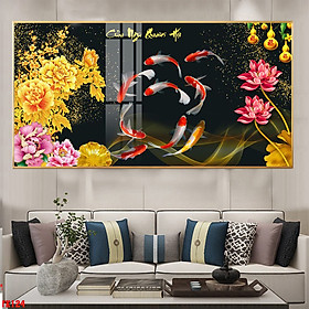 Mua Tranh Canvas Cá Chép và Hoa Sen Sang Trọng - Tranh Treo Tường Phòng Khách