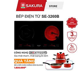 Bếp 2 Vùng Nấu Từ Và Hồng Ngoại Sakura Công Nghệ HEATTECH SE-3260B Hàng Chính Hãng