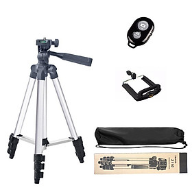 Mua Chân máy ảnh Tripod 3110 tặng Giá kẹp điện thoại  Remote bluetooth và Túi đựng