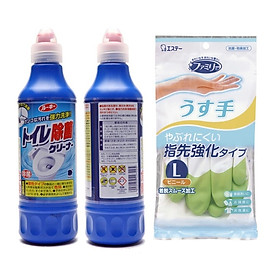 Combo 02 Chai nước tẩy toilet không mùi, siêu sạch 500ml + Găng tay cao su tự nhiên hàng nội địa Nhật Bản